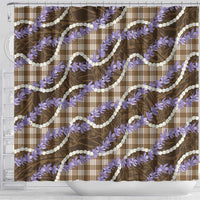 Brown Hawaii Palaka Honohono Pikake Shower Curtain Hawaiian Orchid Lei Polynesian Pattern - Polynesian Pride