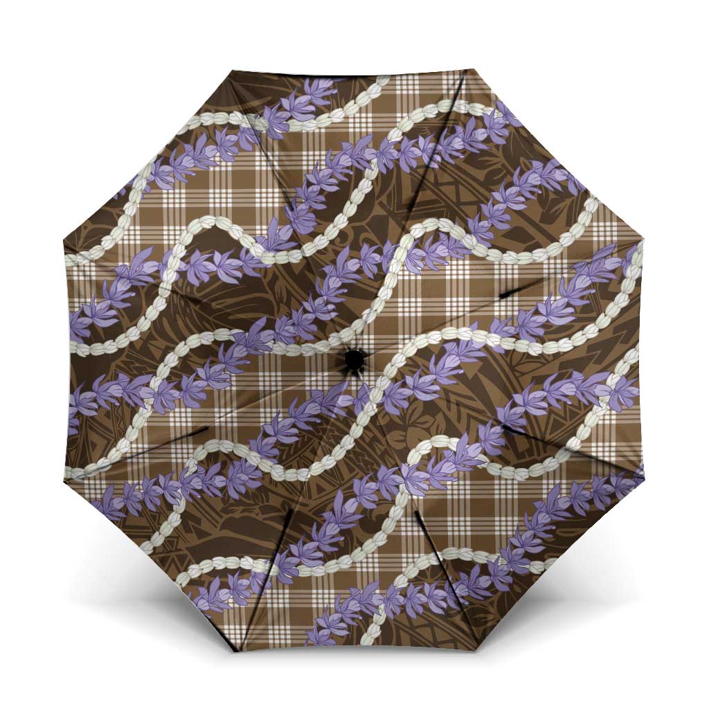 Brown Hawaii Palaka Honohono Pikake Umbrella Hawaiian Orchid Lei Polynesian Pattern LT14 One Size Folded 11.42 inch Opened Diameter 37.4 inch Brown - Polynesian Pride