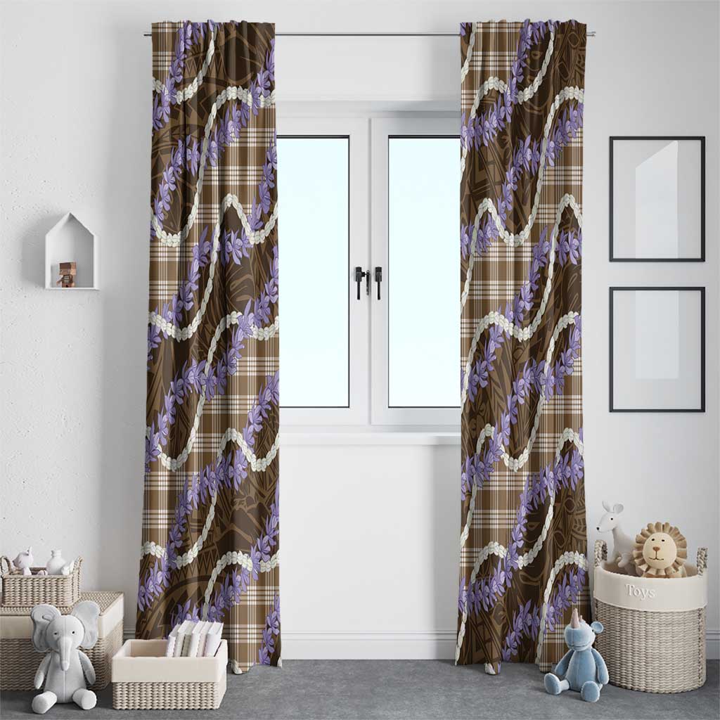 Brown Hawaii Palaka Honohono Pikake Window Curtain Hawaiian Orchid Lei Polynesian Pattern - Polynesian Pride