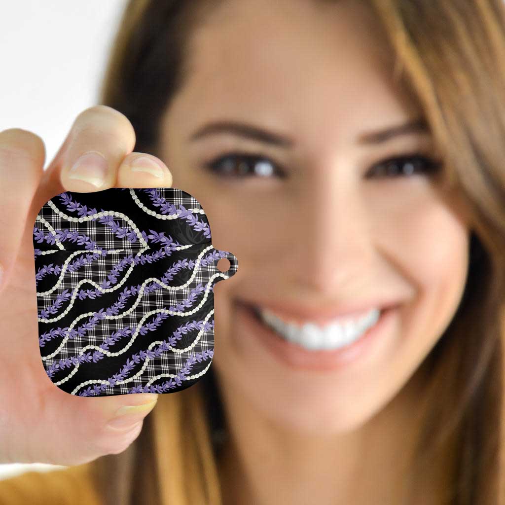 Black Hawaii Palaka Honohono Pikake AirPods Case Hawaiian Orchid Lei Polynesian Pattern - Polynesian Pride