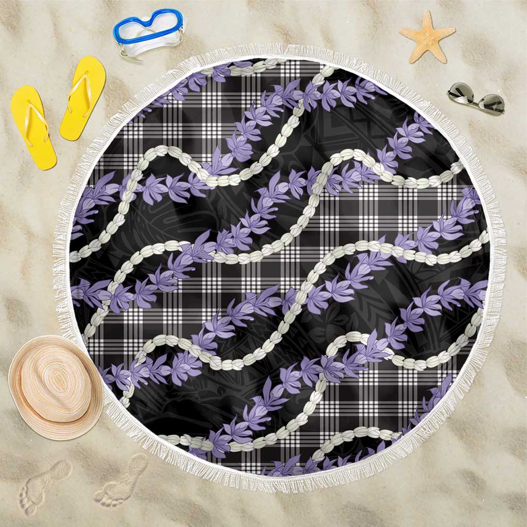Black Hawaii Palaka Honohono Pikake Beach Blanket Hawaiian Orchid Lei Polynesian Pattern LT14 One Size 150cm Black - Polynesian Pride