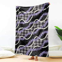 Black Hawaii Palaka Honohono Pikake Blanket Hawaiian Orchid Lei Polynesian Pattern - Polynesian Pride