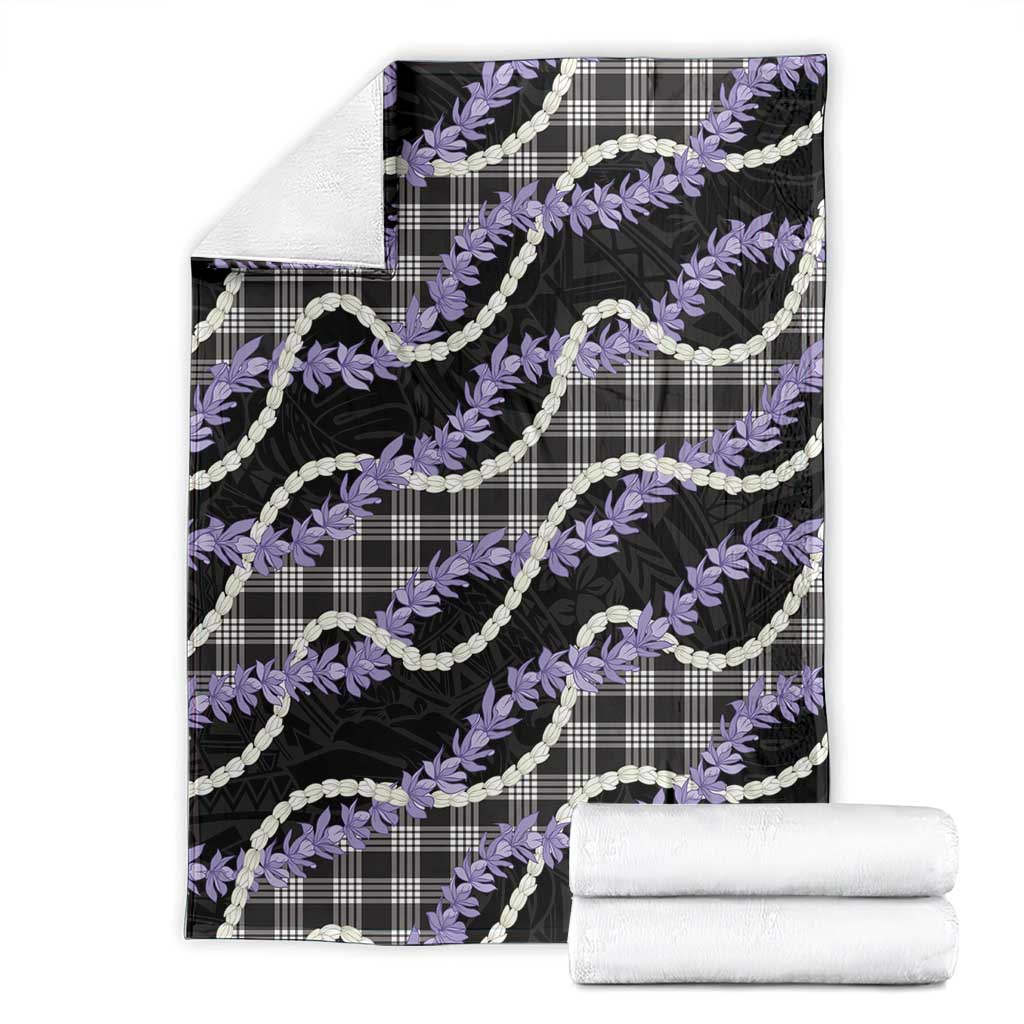 Black Hawaii Palaka Honohono Pikake Blanket Hawaiian Orchid Lei Polynesian Pattern - Polynesian Pride