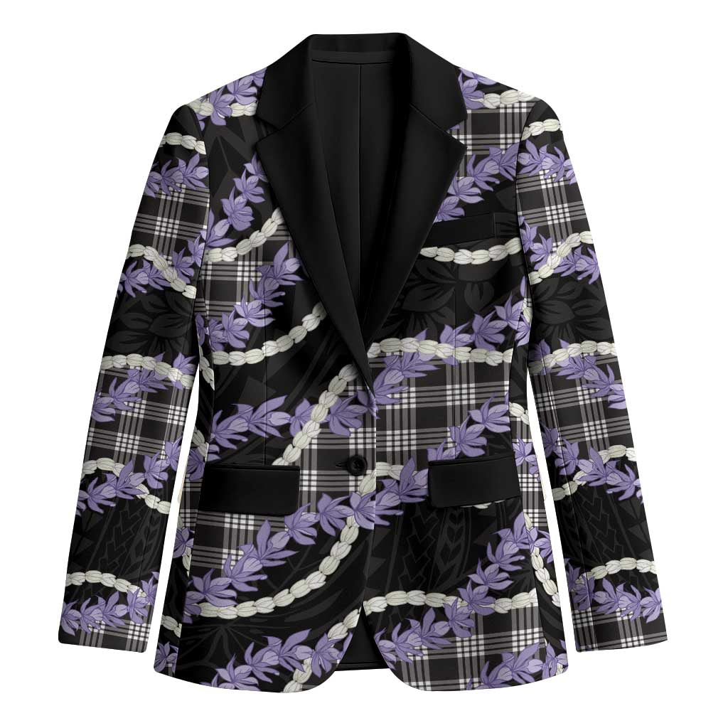 Black Hawaii Palaka Honohono Pikake Blazer Hawaiian Orchid Lei Polynesian Pattern - Polynesian Pride