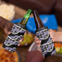 Black Hawaii Palaka Honohono Pikake 4 in 1 Can Cooler Tumbler Hawaiian Orchid Lei Polynesian Pattern - Polynesian Pride