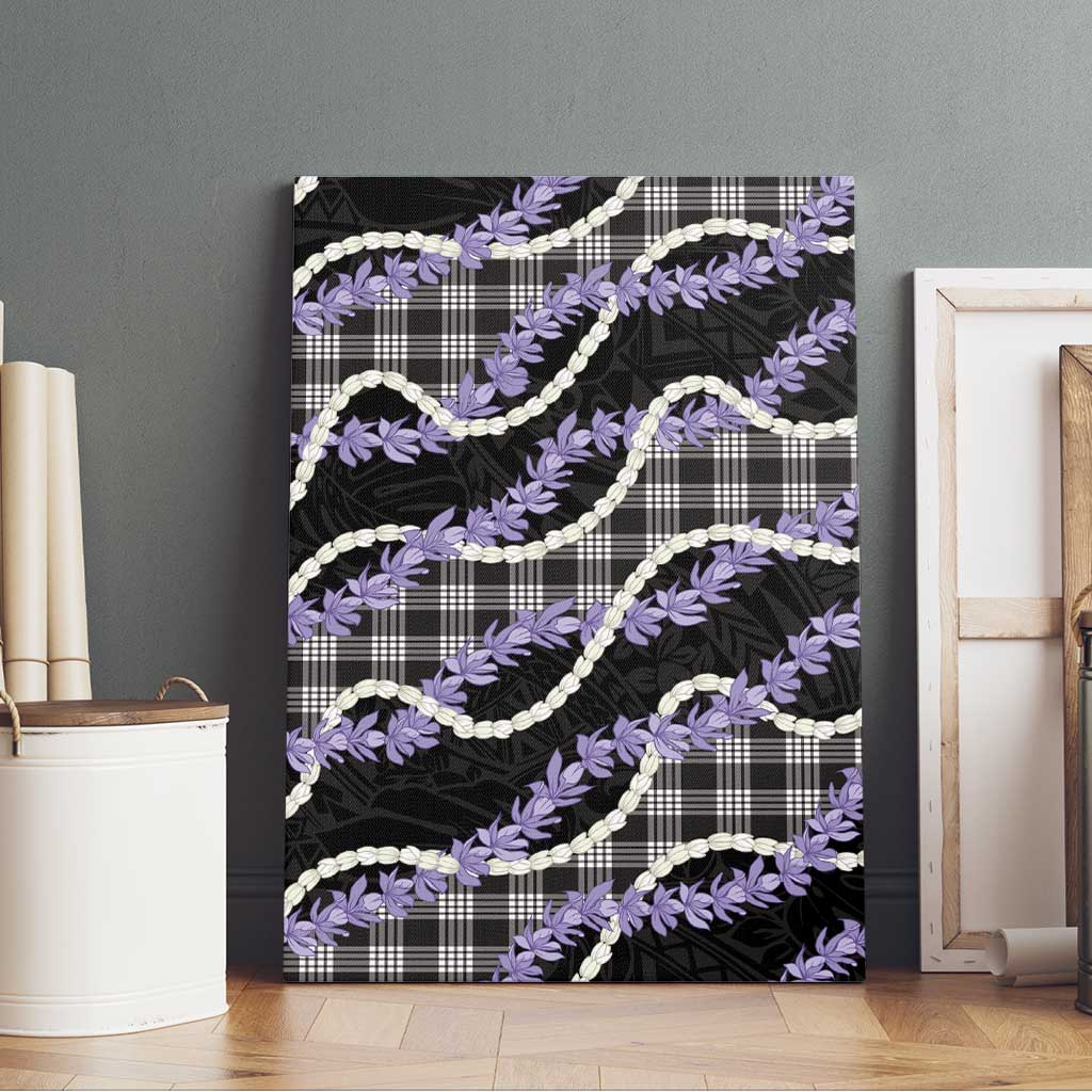 Black Hawaii Palaka Honohono Pikake Canvas Wall Art Hawaiian Orchid Lei Polynesian Pattern - Polynesian Pride