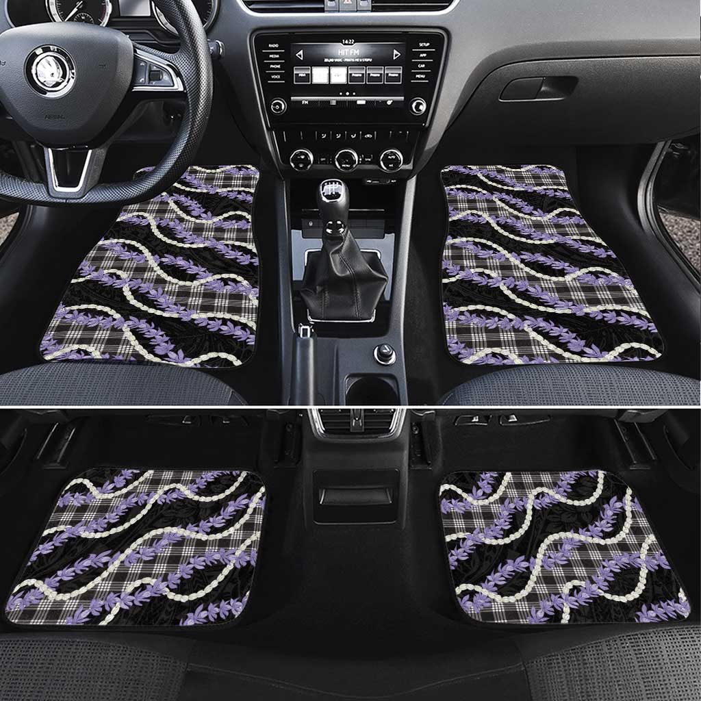 Black Hawaii Palaka Honohono Pikake Car Mats Hawaiian Orchid Lei Polynesian Pattern - Polynesian Pride