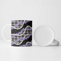 Black Hawaii Palaka Honohono Pikake Ceramic Mug Hawaiian Orchid Lei Polynesian Pattern - Polynesian Pride