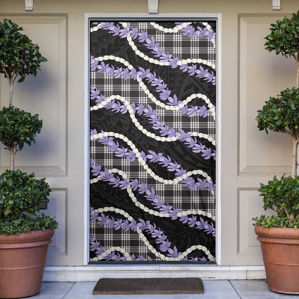 Black Hawaii Palaka Honohono Pikake Door Cover Hawaiian Orchid Lei Polynesian Pattern - Polynesian Pride