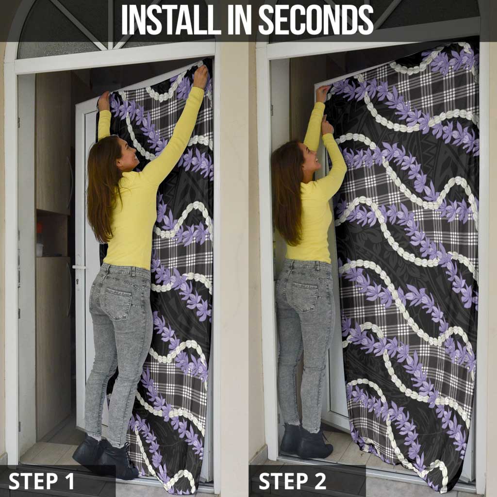 Black Hawaii Palaka Honohono Pikake Door Cover Hawaiian Orchid Lei Polynesian Pattern - Polynesian Pride