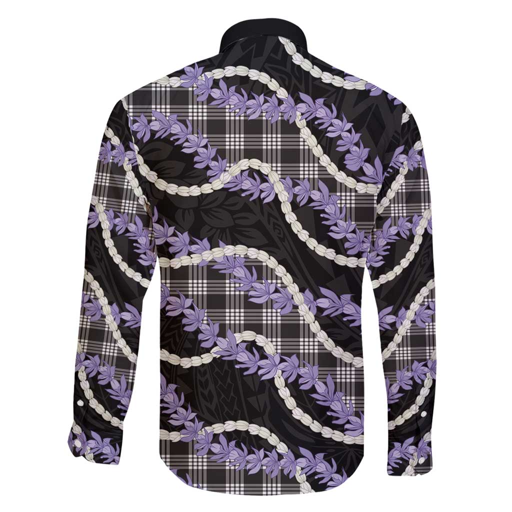 Black Hawaii Palaka Honohono Pikake Family Matching Short Sleeve Bodycon Dress and Hawaiian Shirt Hawaiian Orchid Lei Polynesian Pattern - Polynesian Pride