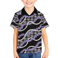 Black Hawaii Palaka Honohono Pikake Family Matching Short Sleeve Bodycon Dress and Hawaiian Shirt Hawaiian Orchid Lei Polynesian Pattern - Polynesian Pride