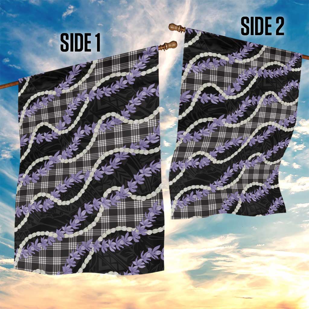 Black Hawaii Palaka Honohono Pikake Garden Flag Hawaiian Orchid Lei Polynesian Pattern - Polynesian Pride