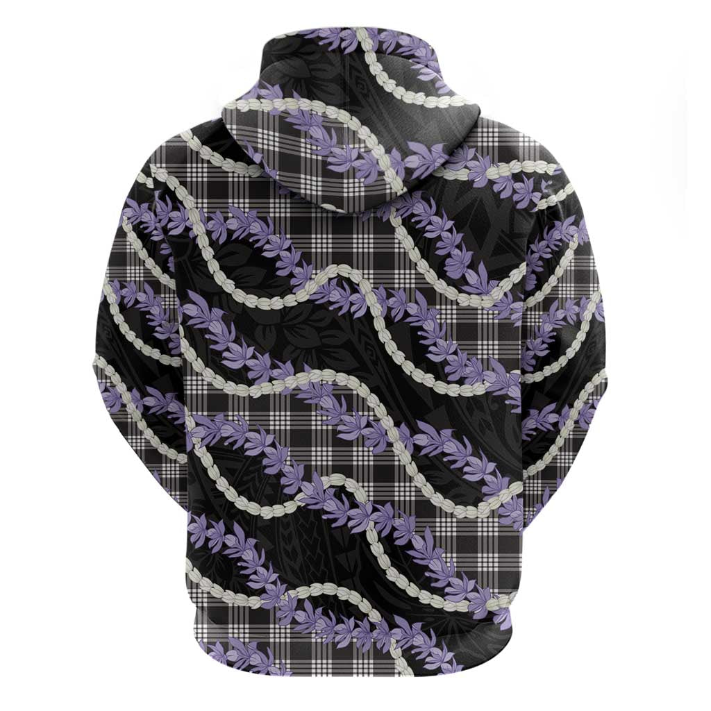 Black Hawaii Palaka Honohono Pikake Hoodie Hawaiian Orchid Lei Polynesian Pattern - Polynesian Pride