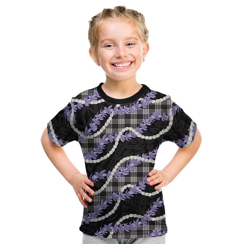 Black Hawaii Palaka Honohono Pikake Kid T Shirt Hawaiian Orchid Lei Polynesian Pattern LT14 Black - Polynesian Pride