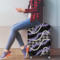 Black Hawaii Palaka Honohono Pikake Luggage Cover Hawaiian Orchid Lei Polynesian Pattern - Polynesian Pride