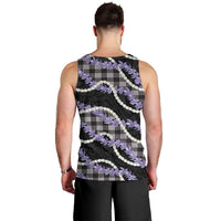 Black Hawaii Palaka Honohono Pikake Men Tank Top Hawaiian Orchid Lei Polynesian Pattern - Polynesian Pride