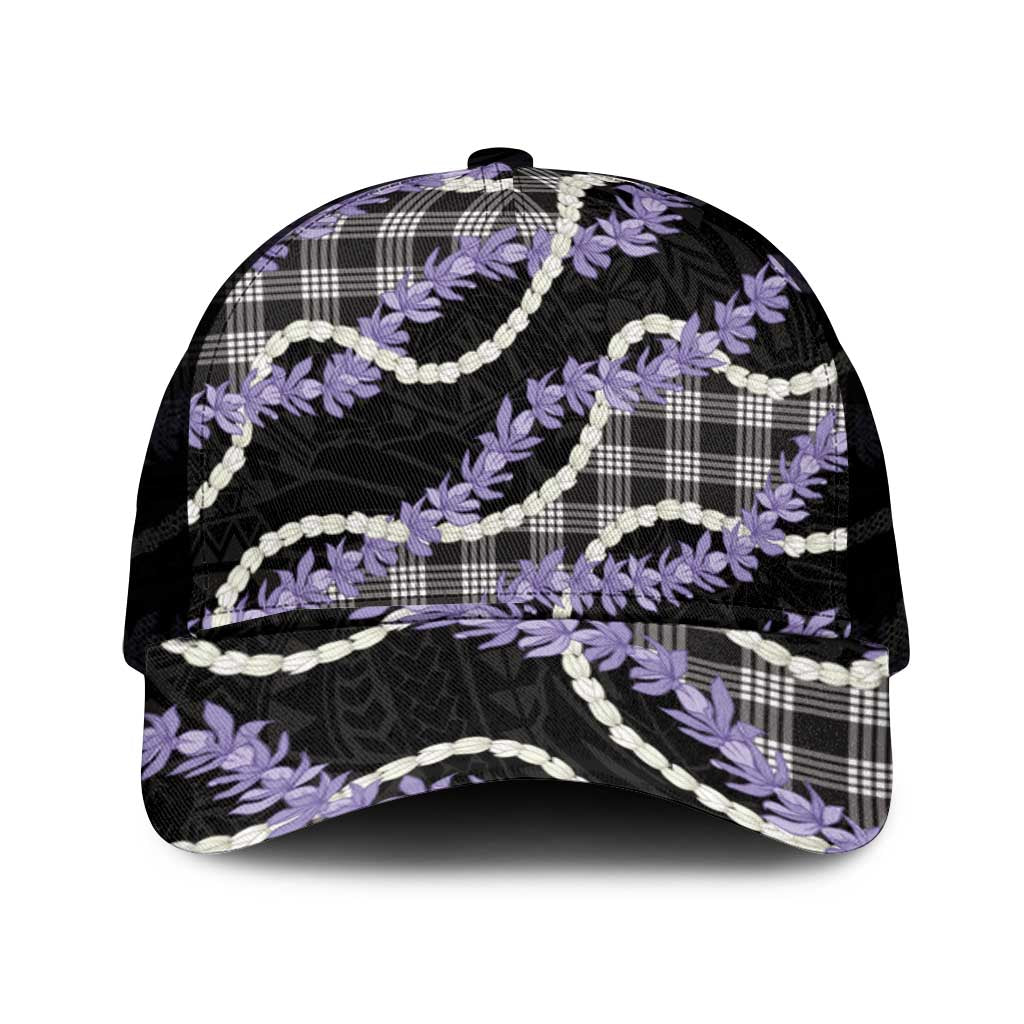 Black Hawaii Palaka Honohono Pikake Mesh Trucker Cap Hawaiian Orchid Lei Polynesian Pattern - Polynesian Pride