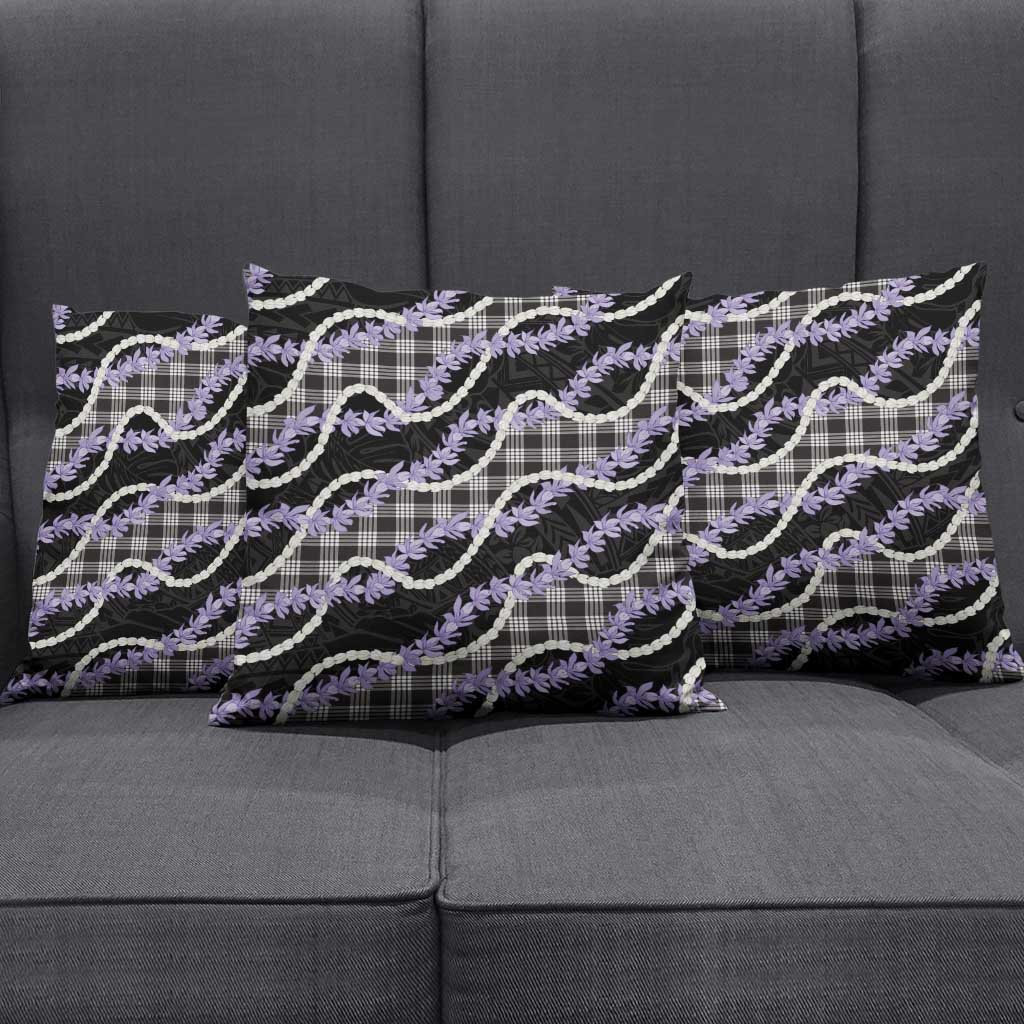 Black Hawaii Palaka Honohono Pikake Pillow Cover Hawaiian Orchid Lei Polynesian Pattern - Polynesian Pride