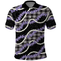 Black Hawaii Palaka Honohono Pikake Polo Shirt Hawaiian Orchid Lei Polynesian Pattern - Polynesian Pride