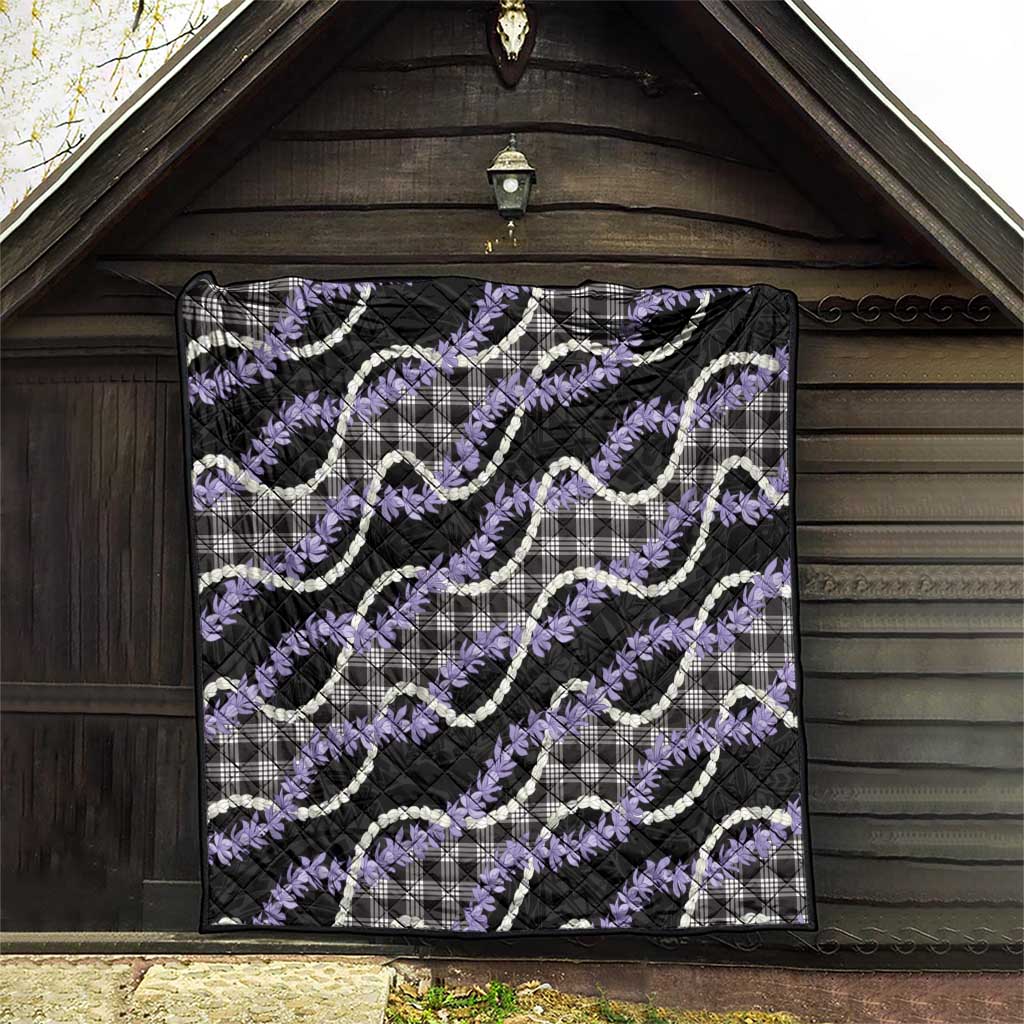 Black Hawaii Palaka Honohono Pikake Quilt Hawaiian Orchid Lei Polynesian Pattern - Polynesian Pride