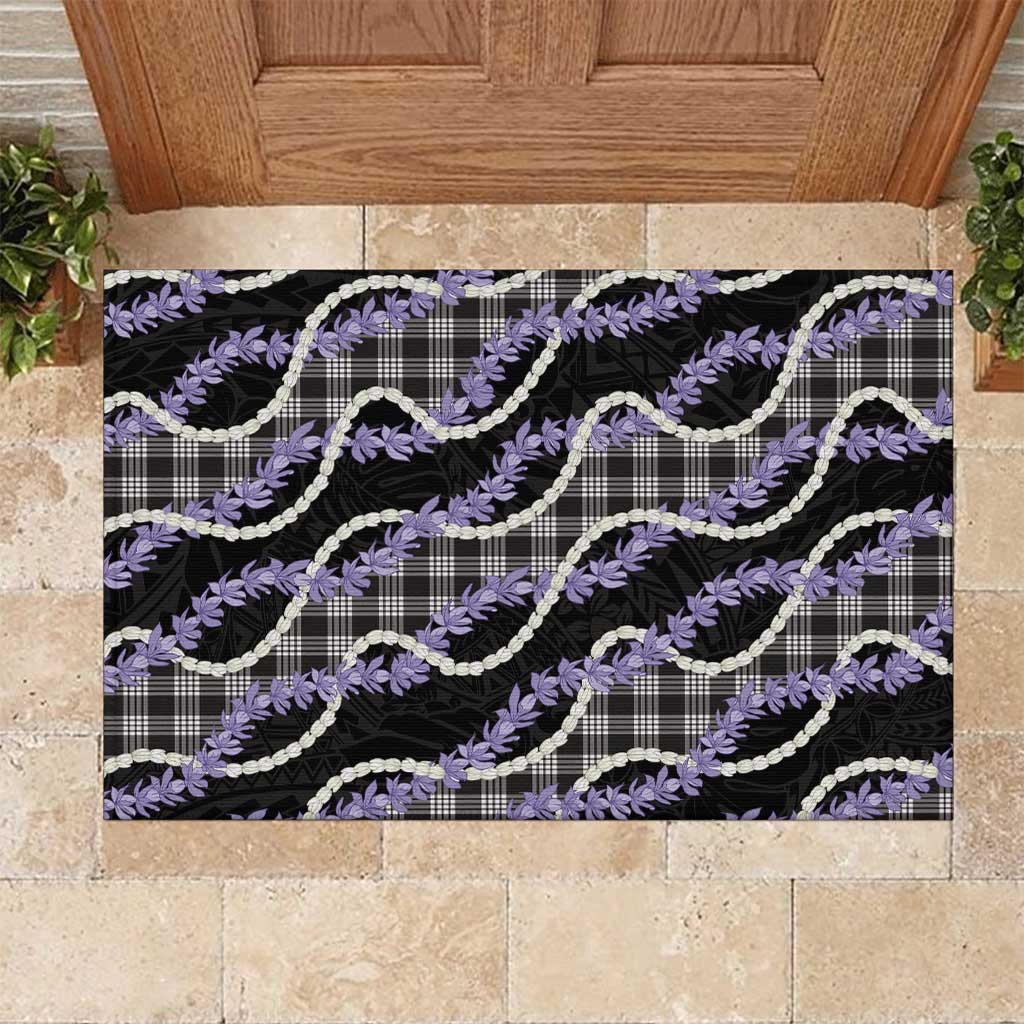 Black Hawaii Palaka Honohono Pikake Rubber Doormat Hawaiian Orchid Lei Polynesian Pattern LT14 Black - Polynesian Pride