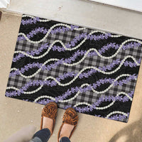 Black Hawaii Palaka Honohono Pikake Rubber Doormat Hawaiian Orchid Lei Polynesian Pattern - Polynesian Pride
