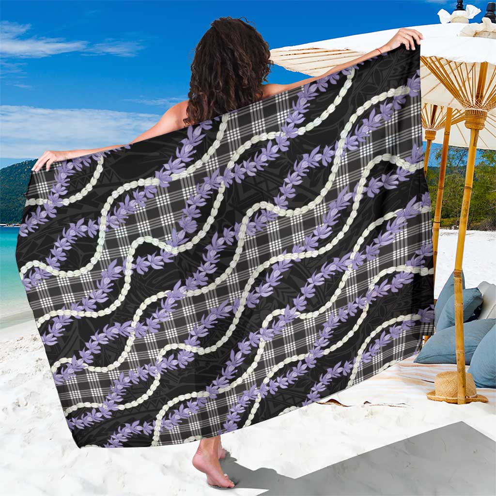Black Hawaii Palaka Honohono Pikake Sarong Hawaiian Orchid Lei Polynesian Pattern LT14 One Size 44 x 66 inches Black - Polynesian Pride
