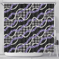 Black Hawaii Palaka Honohono Pikake Shower Curtain Hawaiian Orchid Lei Polynesian Pattern - Polynesian Pride