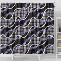 Black Hawaii Palaka Honohono Pikake Shower Curtain Hawaiian Orchid Lei Polynesian Pattern - Polynesian Pride