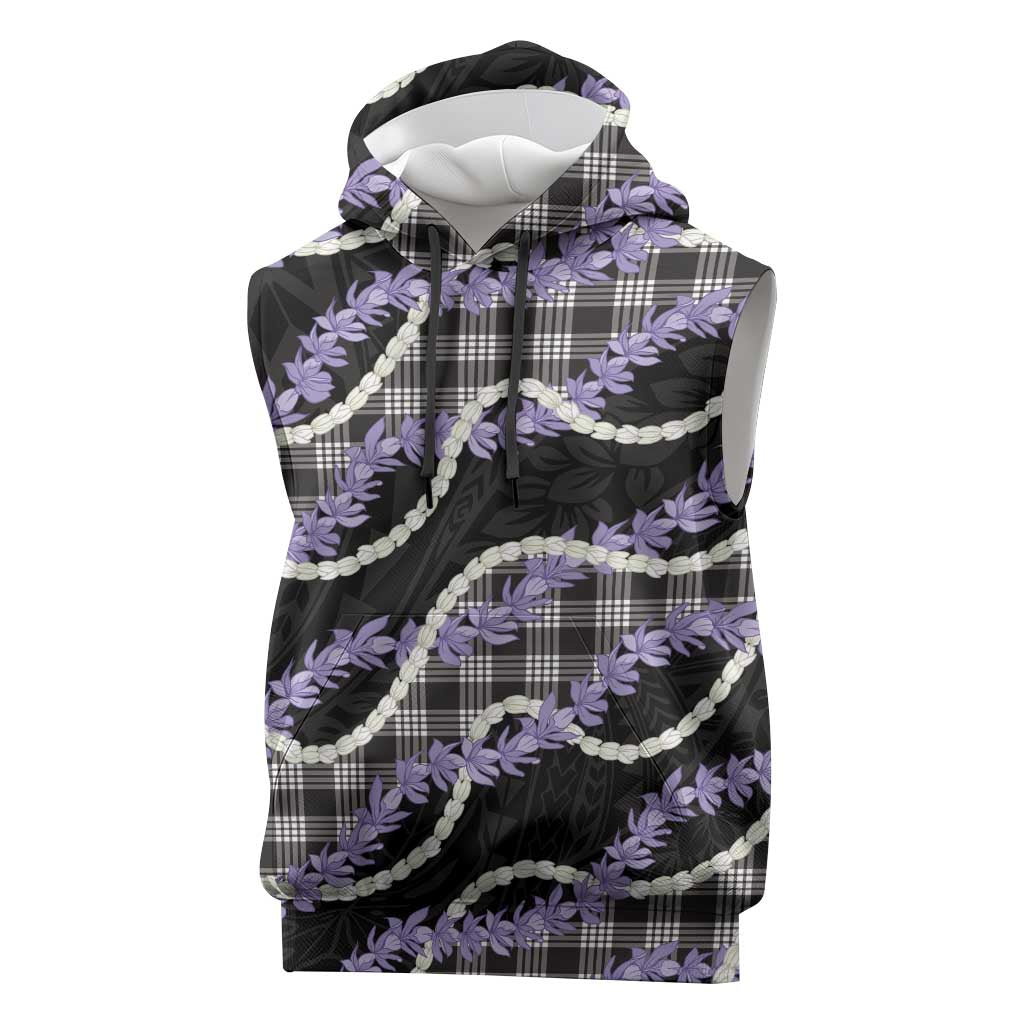 Black Hawaii Palaka Honohono Pikake Sleeveless Hoodie Hawaiian Orchid Lei Polynesian Pattern LT14 Black - Polynesian Pride