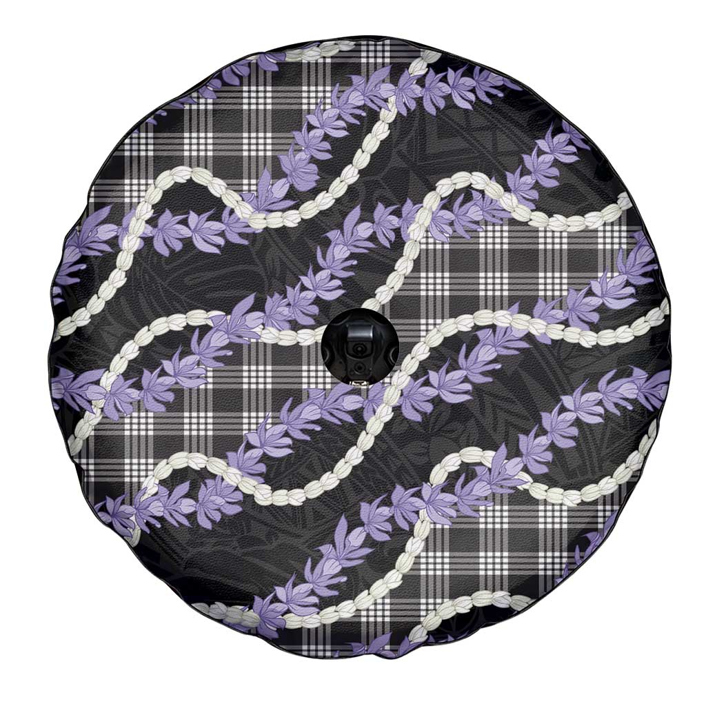 Black Hawaii Palaka Honohono Pikake Spare Tire Cover Hawaiian Orchid Lei Polynesian Pattern - Polynesian Pride
