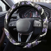 Black Hawaii Palaka Honohono Pikake Steering Wheel Cover Hawaiian Orchid Lei Polynesian Pattern - Polynesian Pride