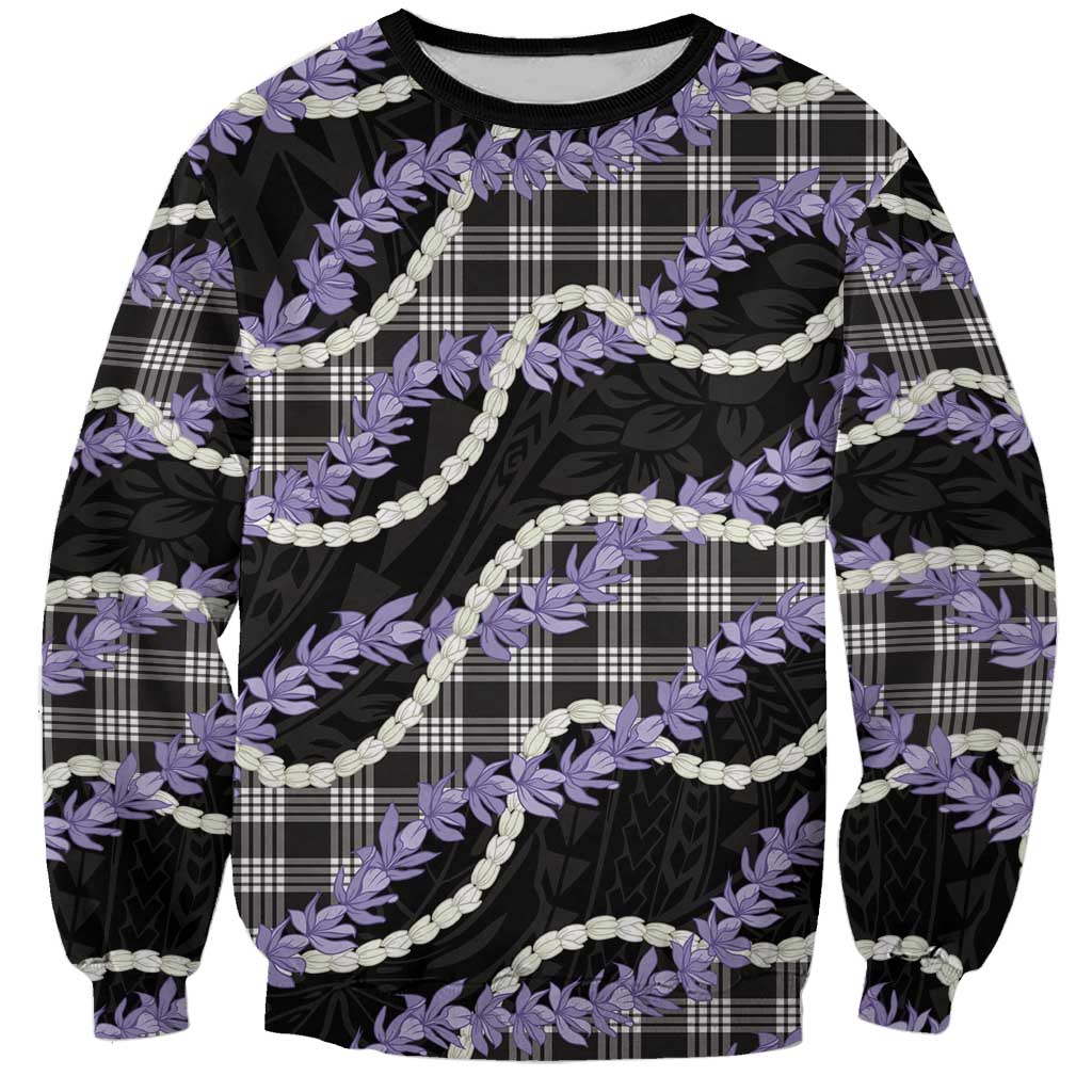 Black Hawaii Palaka Honohono Pikake Sweatshirt Hawaiian Orchid Lei Polynesian Pattern LT14 Unisex Black - Polynesian Pride