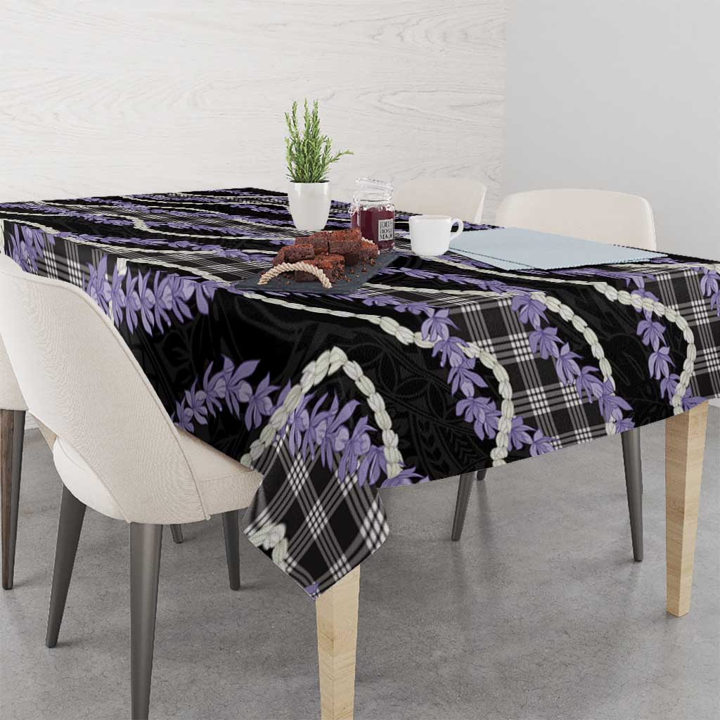 Black Hawaii Palaka Honohono Pikake Tablecloth Hawaiian Orchid Lei Polynesian Pattern - Polynesian Pride