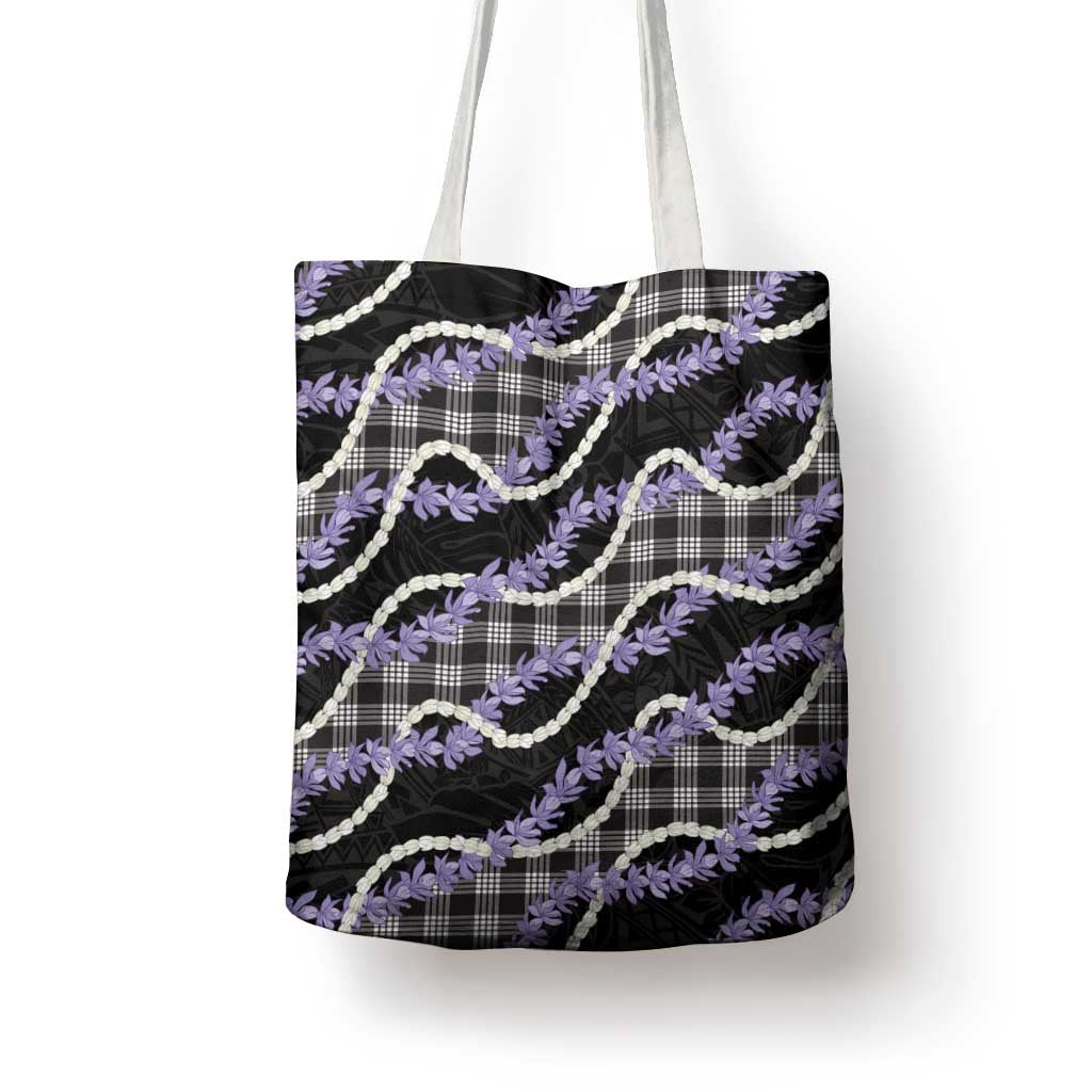 Black Hawaii Palaka Honohono Pikake Tote Bag Hawaiian Orchid Lei Polynesian Pattern - Polynesian Pride
