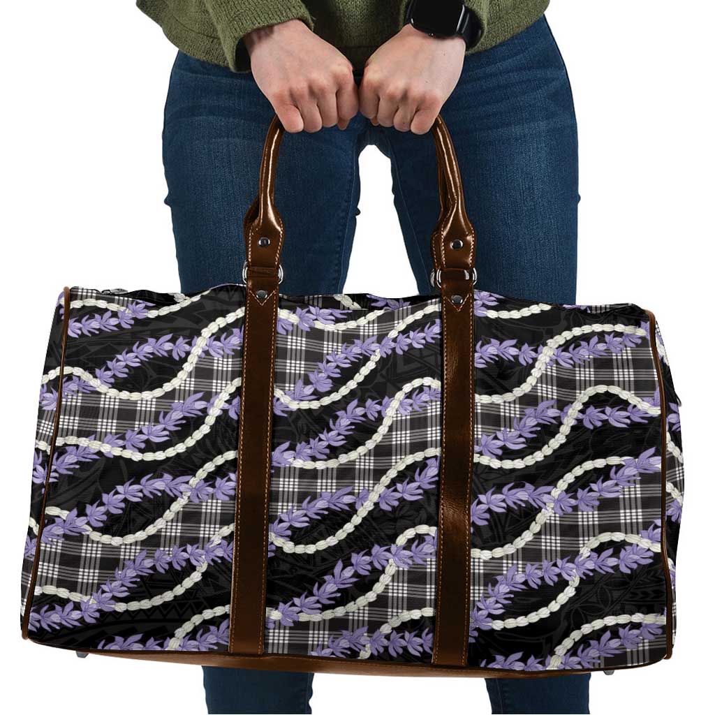 Black Hawaii Palaka Honohono Pikake Travel Bag Hawaiian Orchid Lei Polynesian Pattern - Polynesian Pride
