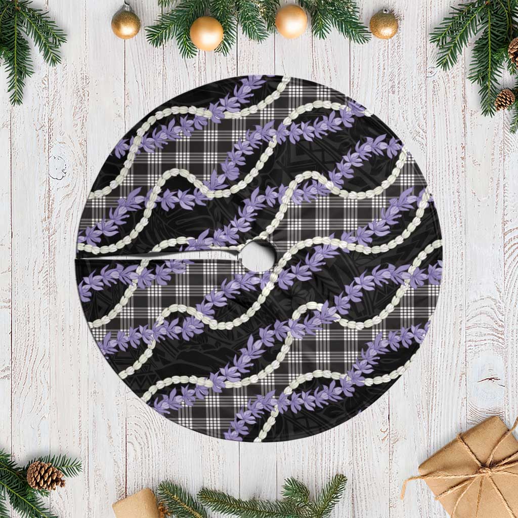 Black Hawaii Palaka Honohono Pikake Tree Skirt Hawaiian Orchid Lei Polynesian Pattern LT14 Casual Black - Polynesian Pride