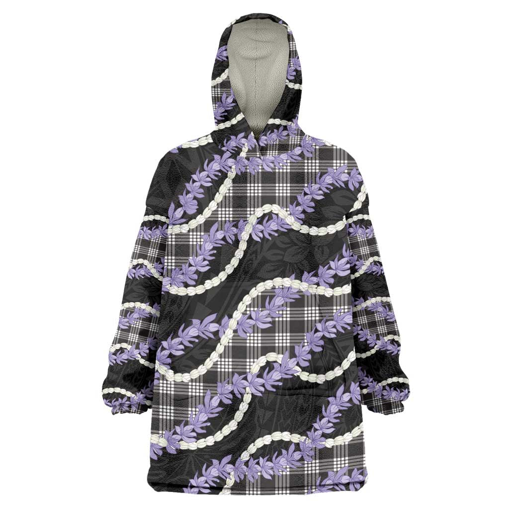 Black Hawaii Palaka Honohono Pikake Wearable Blanket Hoodie Hawaiian Orchid Lei Polynesian Pattern LT14 One Size Black - Polynesian Pride
