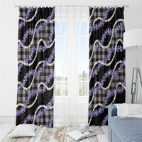 Black Hawaii Palaka Honohono Pikake Window Curtain Hawaiian Orchid Lei Polynesian Pattern - Polynesian Pride