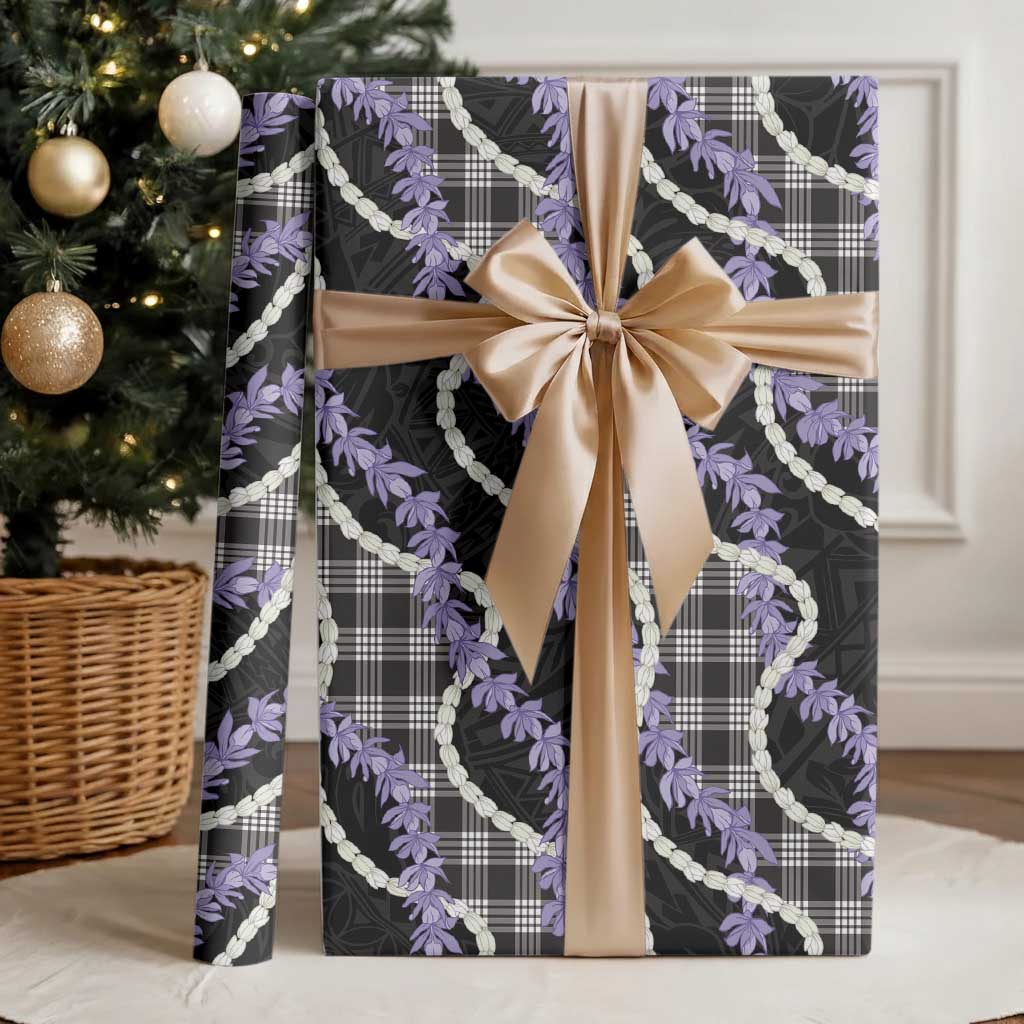 Black Hawaii Palaka Honohono Pikake Wrapping Paper Hawaiian Orchid Lei Polynesian Pattern - Polynesian Pride