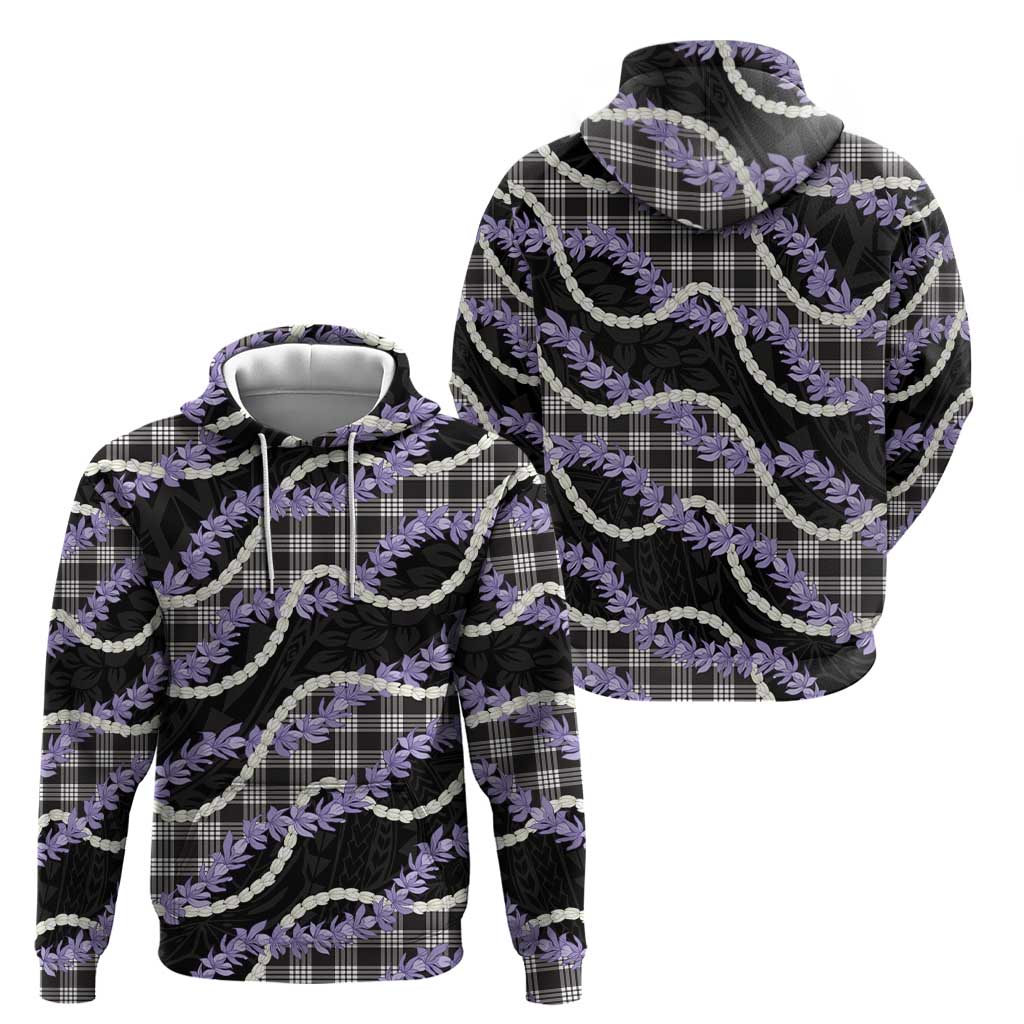 Black Hawaii Palaka Honohono Pikake Zip Hoodie Hawaiian Orchid Lei Polynesian Pattern - Polynesian Pride