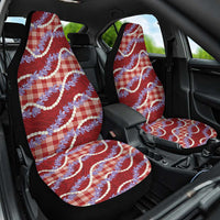 Red Hawaii Palaka Honohono Pikake Car Seat Cover Hawaiian Orchid Lei Polynesian Pattern - Polynesian Pride