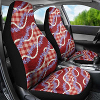 Red Hawaii Palaka Honohono Pikake Car Seat Cover Hawaiian Orchid Lei Polynesian Pattern - Polynesian Pride