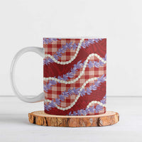 Red Hawaii Palaka Honohono Pikake Ceramic Mug Hawaiian Orchid Lei Polynesian Pattern - Polynesian Pride