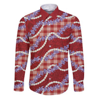 Red Hawaii Palaka Honohono Pikake Family Matching Puletasi and Hawaiian Shirt Hawaiian Orchid Lei Polynesian Pattern - Polynesian Pride