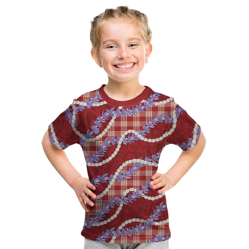 Red Hawaii Palaka Honohono Pikake Kid T Shirt Hawaiian Orchid Lei Polynesian Pattern LT14 Red - Polynesian Pride