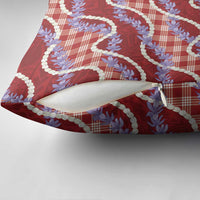 Red Hawaii Palaka Honohono Pikake Pillow Cover Hawaiian Orchid Lei Polynesian Pattern - Polynesian Pride