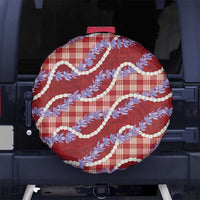 Red Hawaii Palaka Honohono Pikake Spare Tire Cover Hawaiian Orchid Lei Polynesian Pattern - Polynesian Pride