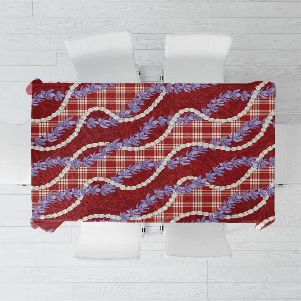 Red Hawaii Palaka Honohono Pikake Tablecloth Hawaiian Orchid Lei Polynesian Pattern - Polynesian Pride